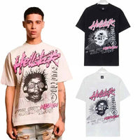 Hell t shirt star top quality Street Wear Oversized Drop Shoulder Mens Short Sleeve Vintage Printed T Shirt For Men Women