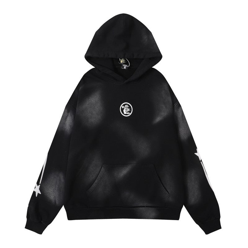 Y2K Fashion fog high street Kanye hip-hop skull big logo washed short-sleeved T-shirt hooded sweatshirt