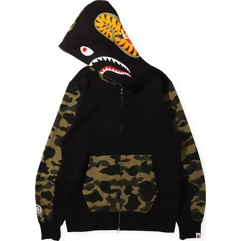 Wholesale bape shark head camouflage hoodies cardigan zipper terry men's and women's trendy brand sweatshirt jacket