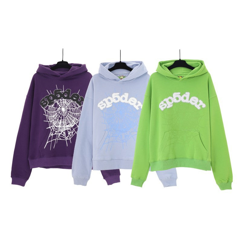 Sp5der foam letters 555555 couple hoodie Pink sweatshirt