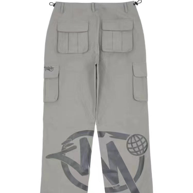 Y2K Cargo Pant Overalls Minus Two Black Pants 2023 New Harajuku Fashion Casual Loose Men Rock Straight Wide Leg Pants Streetwear