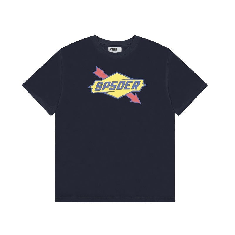 Men's Sp5der Web Graphic Oversized T-Shirt, Y2K Streetwear Cotton Short Sleeve Tee