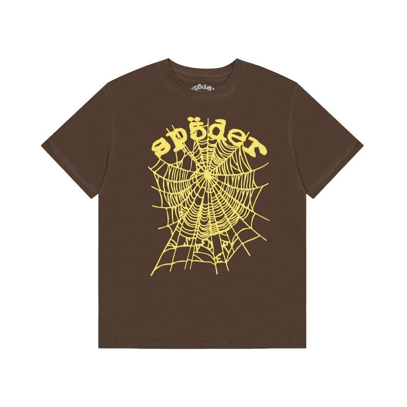 Men's Sp5der Web Graphic Oversized T-Shirt, Y2K Streetwear Cotton Short Sleeve Tee