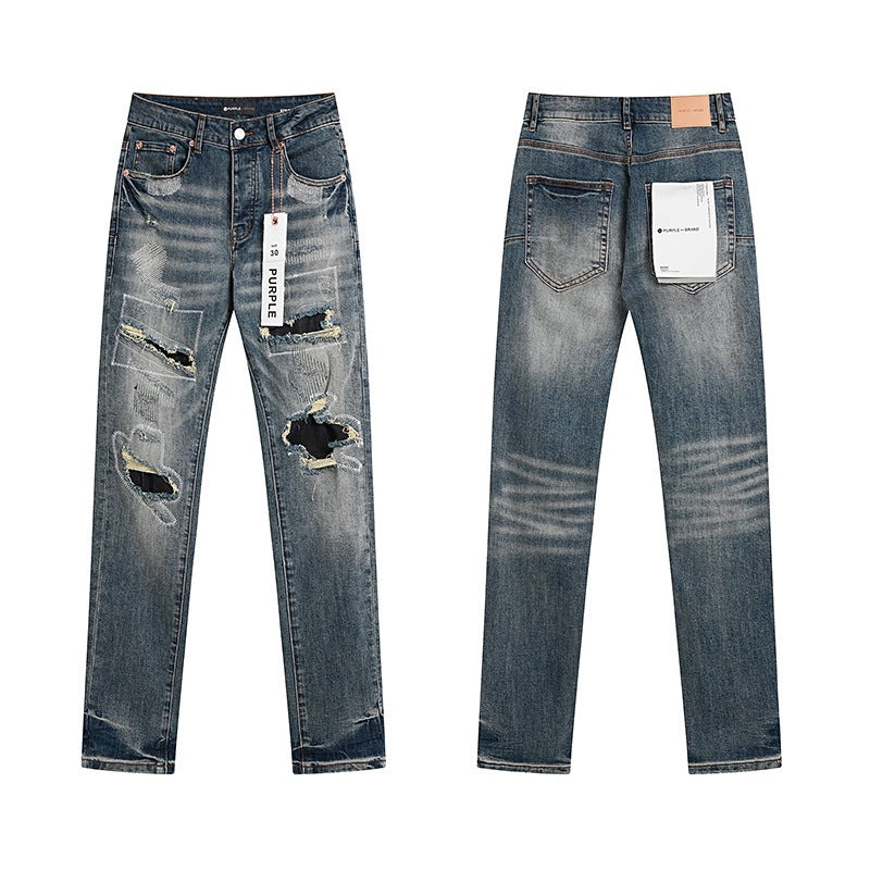 Ksubi Purple AM Paint Splatter Distressed Slim-Fit Denim Jeans – Vintage Streetwear for Men & Women