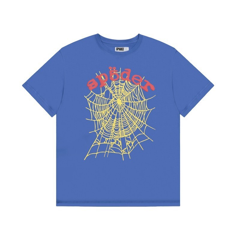 Men's Sp5der Web Graphic Oversized T-Shirt, Y2K Streetwear Cotton Short Sleeve Tee