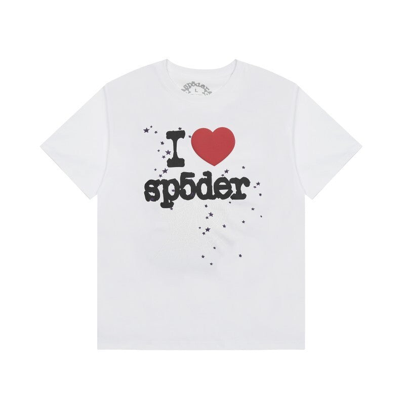 Men's Sp5der Web Graphic Oversized T-Shirt, Y2K Streetwear Cotton Short Sleeve Tee