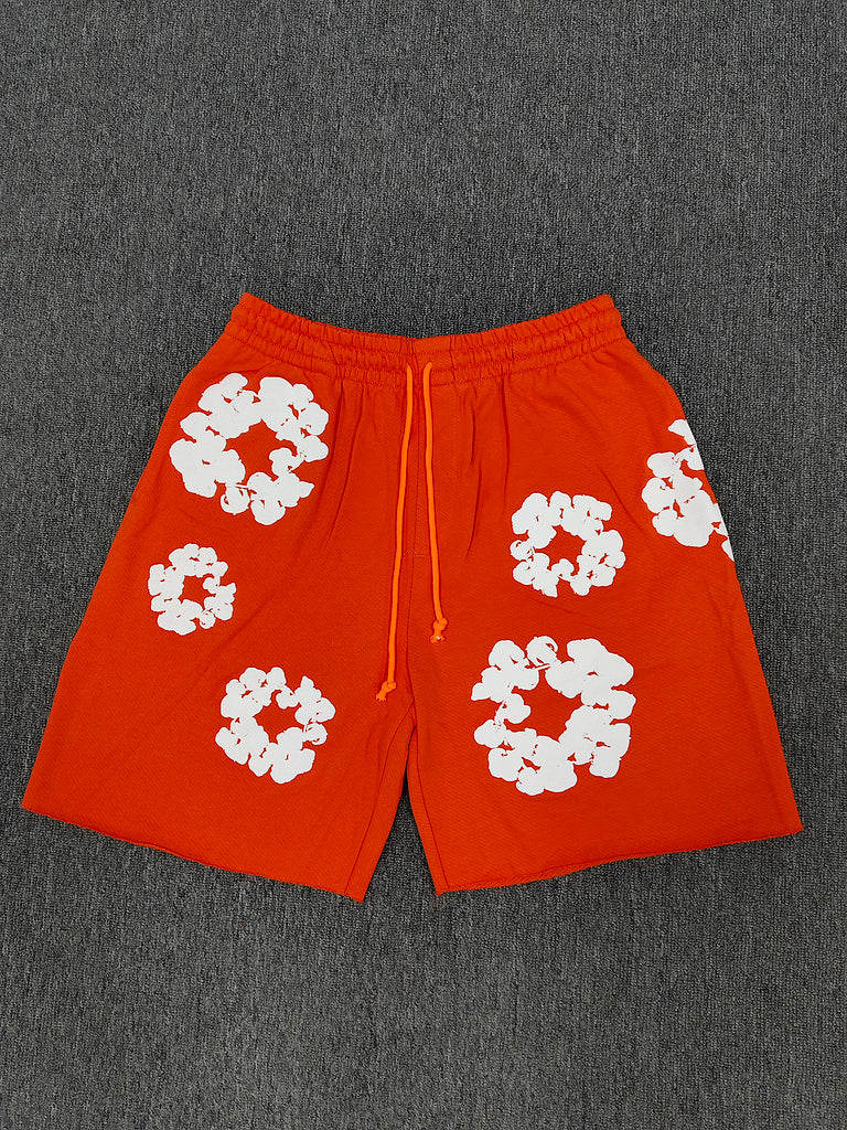Denim Tears Men's  Floral Print Oversized Shorts Y2K Streetwear Breathable Casual Streetwear for Summer & Daily Wear