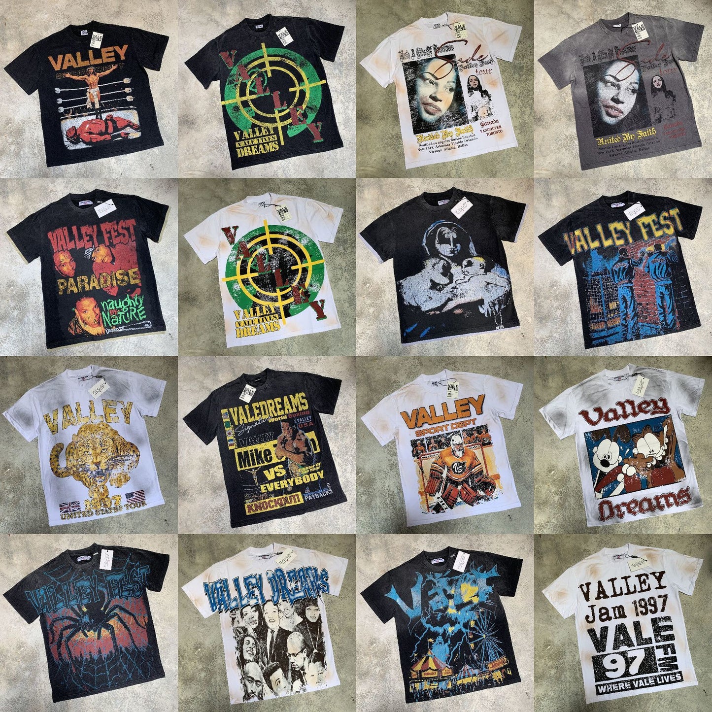 Valley Dream Style Retro Graphic Oversized T-Shirt, Men's Y2K Streetwear Casual Short Sleeve
