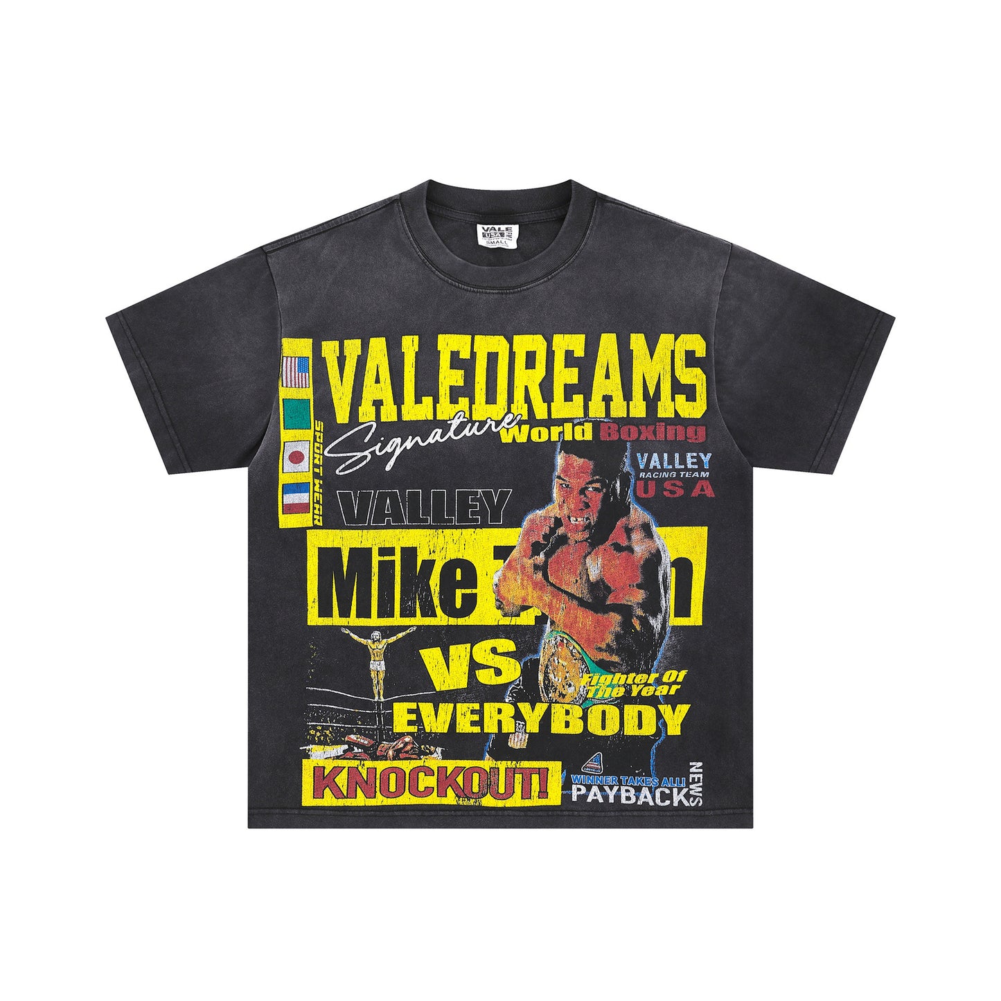 Iconic Valley Dream Retro Graphic Tee Men's Vintage Washed High Street Fashion Casual Top