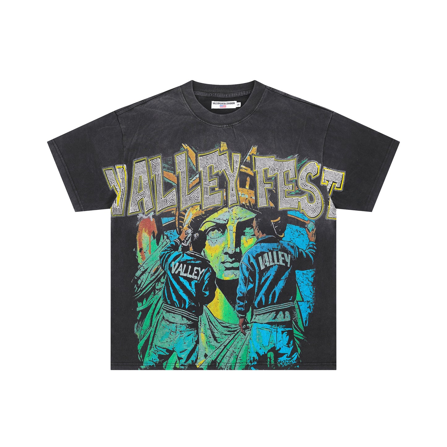 Iconic Valley Dream Retro Graphic Tee Men's Vintage Washed High Street Fashion Casual Top