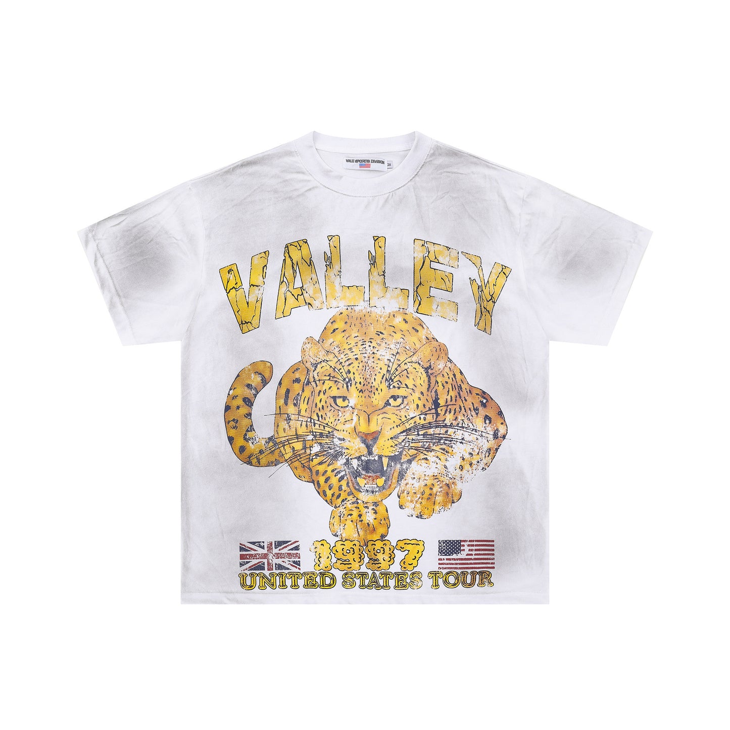 Iconic Valley Dream Retro Graphic Tee Men's Vintage Washed High Street Fashion Casual Top