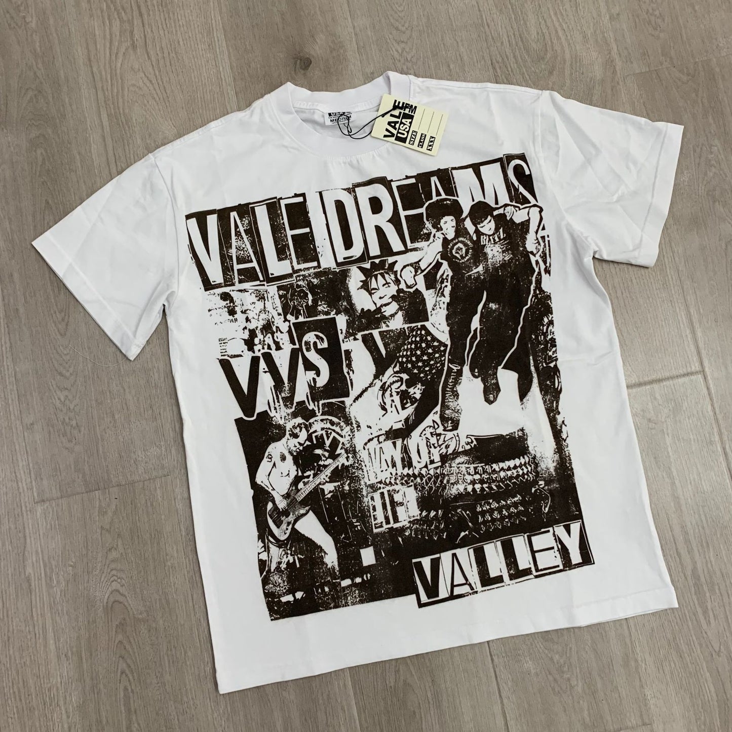 Valley Dream Style Retro Graphic Oversized T-Shirt, Men's Y2K Streetwear Casual Short Sleeve