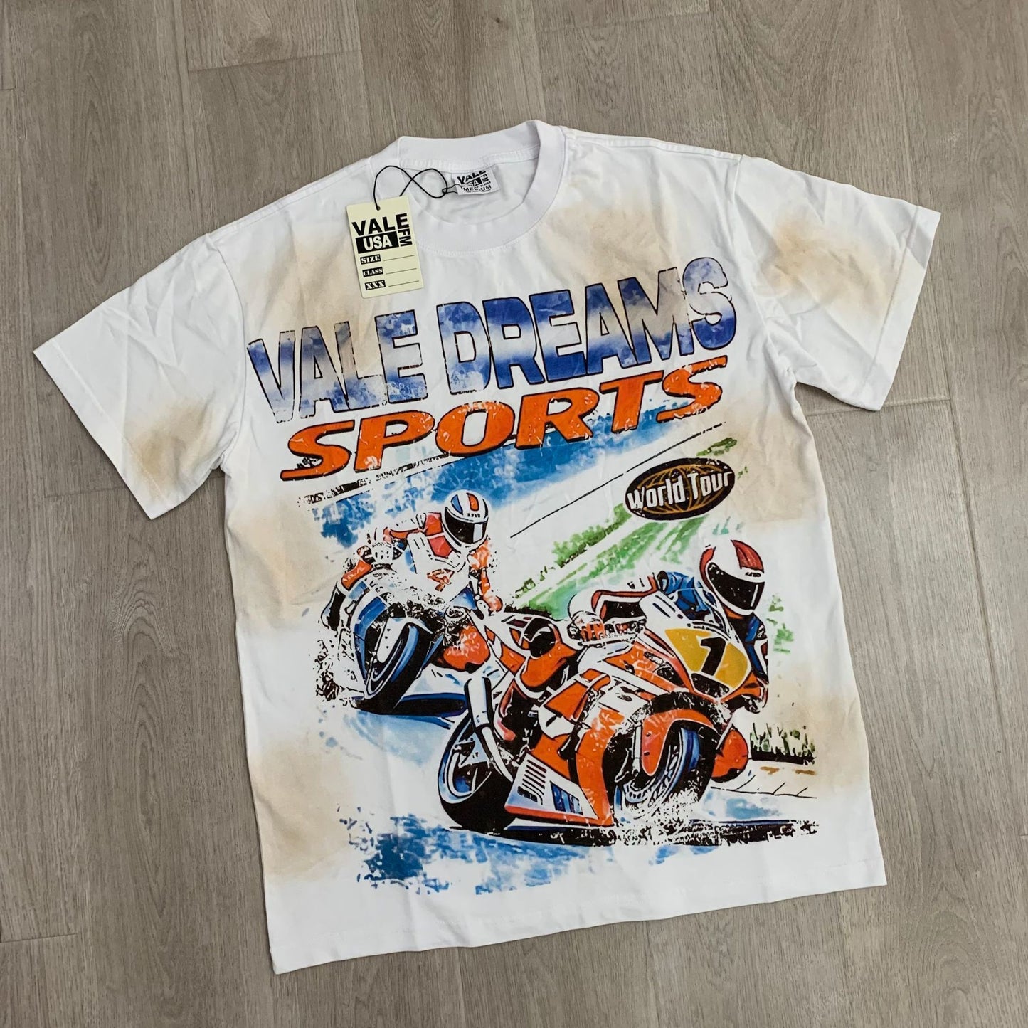 Valley Dream Style Retro Graphic Oversized T-Shirt, Men's Y2K Streetwear Casual Short Sleeve