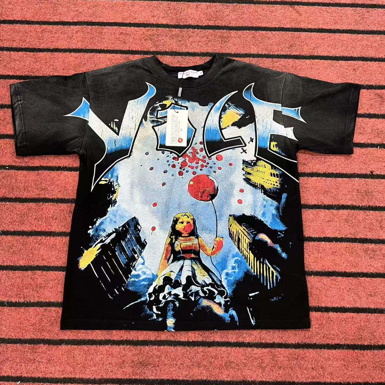 Valley Dream Style Retro Graphic Oversized T-Shirt, Men's Y2K Streetwear Casual Short Sleeve