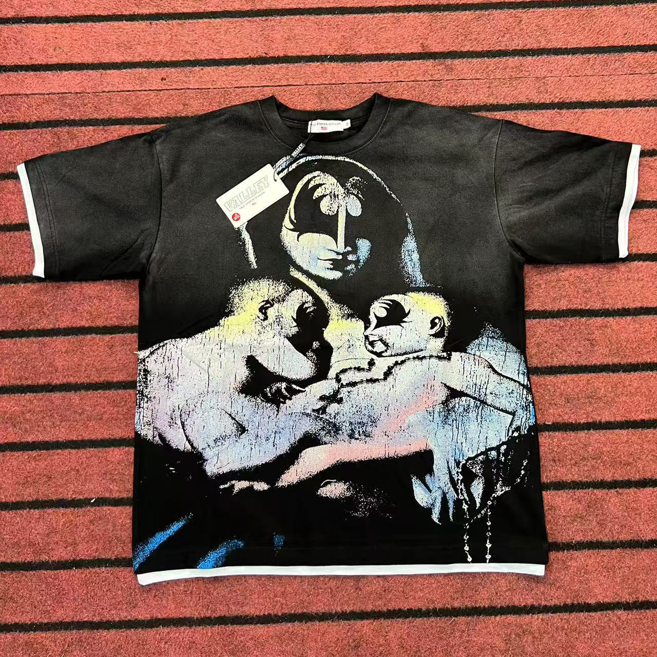 Valley Dream Style Retro Graphic Oversized T-Shirt, Men's Y2K Streetwear Casual Short Sleeve