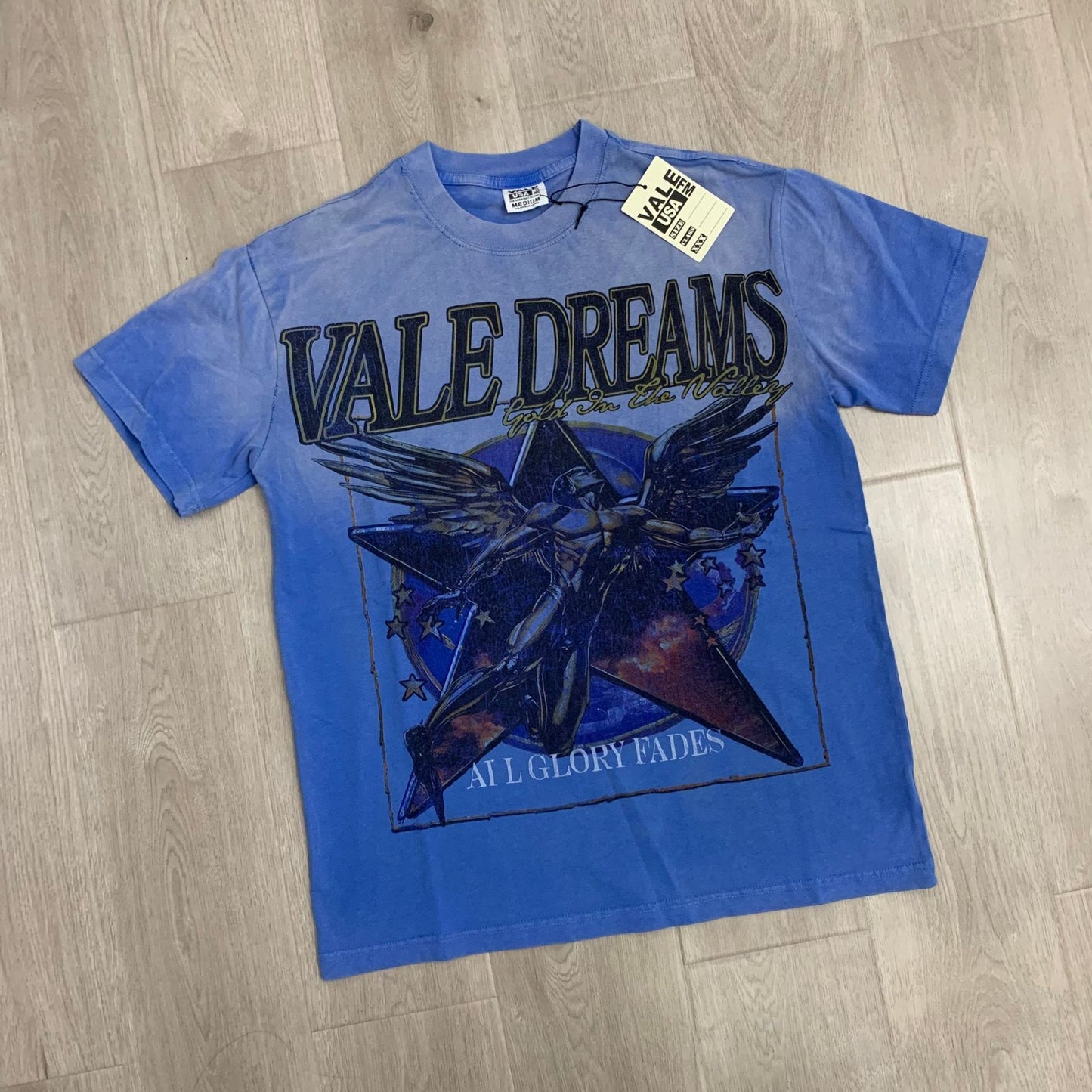 Valley Dream Style Retro Graphic Oversized T-Shirt, Men's Y2K Streetwear Casual Short Sleeve