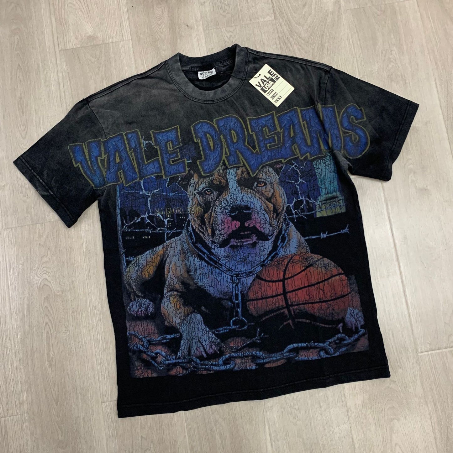 Valley Dream Style Retro Graphic Oversized T-Shirt, Men's Y2K Streetwear Casual Short Sleeve