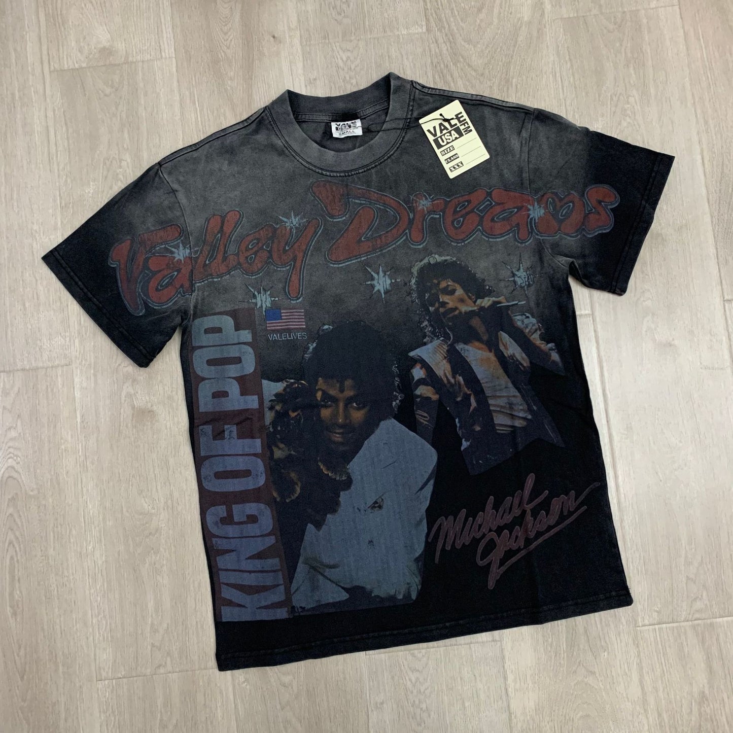 Valley Dream Style Retro Graphic Oversized T-Shirt, Men's Y2K Streetwear Casual Short Sleeve