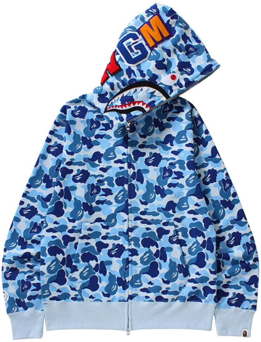 100% cotton fashion pure cotton shark head embroidery casual fashion men's and women's zipper hoodie